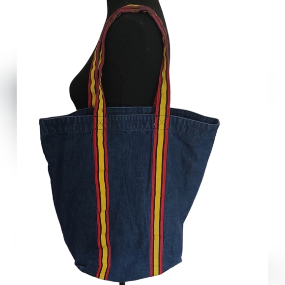 Old Navy Denim Bag with Striped Shoulder Strap - Picture 2 of 4